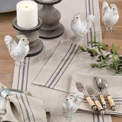 Fennco Styles Ferme Maison Collection Causal Black Striped 100% Pure Linen Table Linens - Natural Table Linens for BBQ Party, Banquets, Farmhouse Events and Home Décor