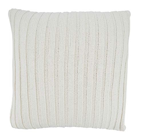 Fennco Styles Knitted Design Cotton Decorative Throw Pillow Cover & Insert 20" W x 20" L - Ivory Cushion for Home, Couch, Bedroom, Living Room and Office Décor