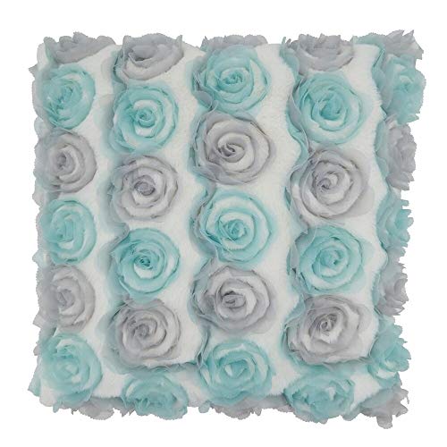 Fennco Styles Romantic 3D Rose Textured Decorative Throw Pillow Cover 17 x 17 Inch - Embroidered Floral Throw Pillow Case for Home, Wedding and Valentine's Day Décor