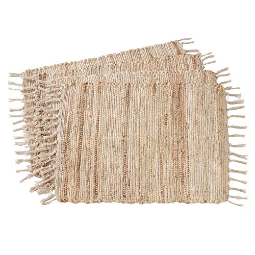 Fennco Styles 100% Jute Chindi Tassel Design Farmhouse Table Runner 16 x 72 Inch - Natural Table Cover for Home, Dining Room, Banquets, Family Gathering and Special Occasion