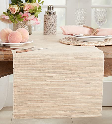 Fennco Styles Woven Chic Texture Water Hyacinth Table Runner 18 x 72 Inch - Natural Table Cover for Home Décor, Dining Table, Banquets, Holiday and Special Events