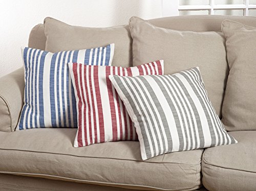 Fennco Styles Nautical Striped Down Filled Cotton Throw Pillow 20" Square-3 Colors