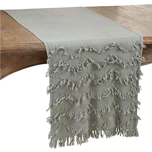 Fennco Styles Chevron Modern Cotton Rectangular Table Runner with Fringe – 16”W x 72”L Table Cover for Home Décor, Dining Table, Banquets, Holidays and Special Occasions