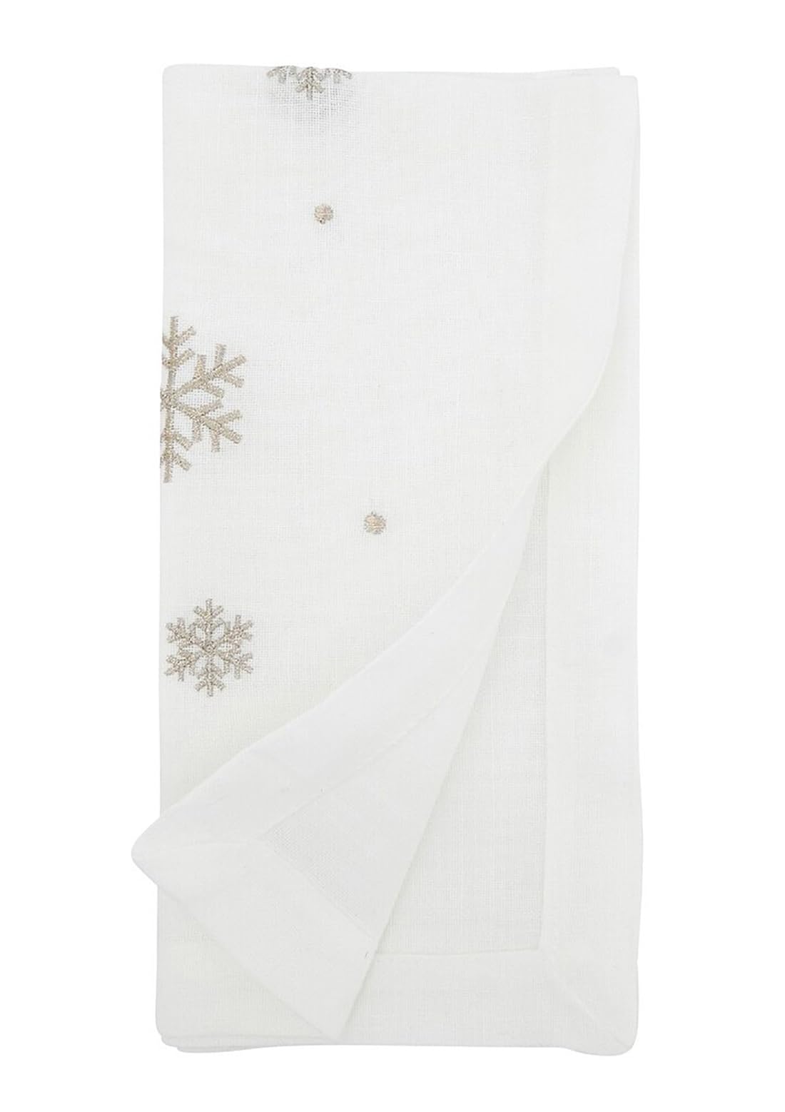 Fennco Styles Shimmer Embroidered Snowflake Holiday Cloth Napkins 20" W x 20" L, Set of 4