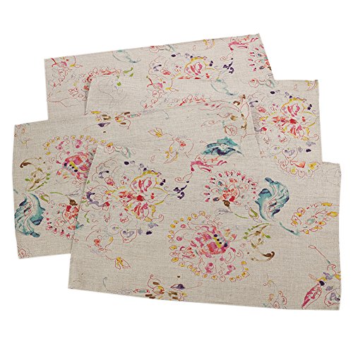 Fennco Styles Primavera Collection Printed Floral Design 100% Linen Table Runner
