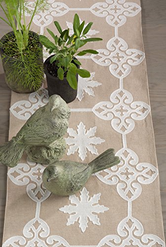 Fennco Styles Decorative Applique Design Baroque 100% Cotton Table Runner - 16"x72"