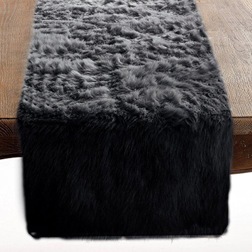 Fennco Styles Juneau Faux Fur Table Runner - Solid Color Soft Plush Table Cover for Home, Dining Room, Banquets, Holiday and Special Occasion