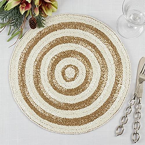 Fennco Styles Hand Beaded Two-Tone Sparkle Placemat 15" Round, 1- Piece - Red Holiday Table Mat for Home Décor, Family Gathering, Banquets, Christmas and Special Occasion