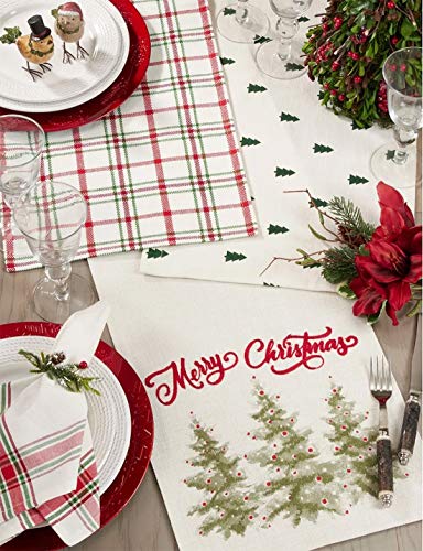 Fennco Styles Holiday Plaid Design 100% Cotton Tablecloth 70" W x 70" L - Red Green Table Cover for Home, Dining Table Decor, Banquet, Christmas and Special Event