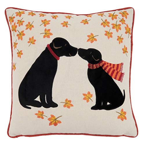 Fennco Styles Cute Puppy Love Design Cotton Decorative Throw Pillow 16" W x 16" L - Multicolor Cushion for Home, Couch, Living Room, Bedroom and Office Décor