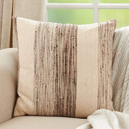 Fennco Styles Woven Textured Striped Decorative Cotton Throw Pillow - Grey Accent Cushion for Home, Couch, Bedroom, Living Room and Office Décor