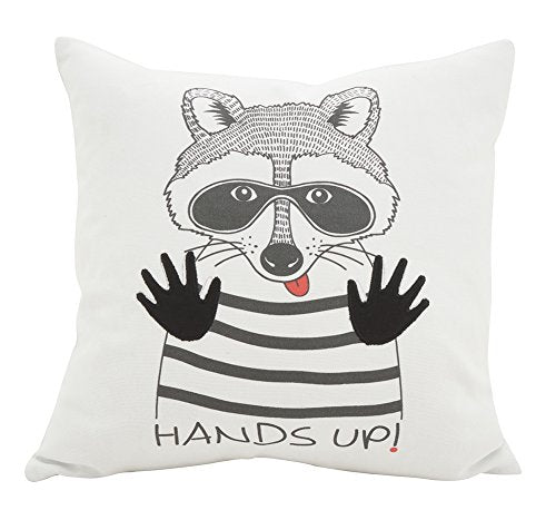 Fennco Styles Hello Bear Statement Poly Filled Decortative Cotton Throw Pillow 16" Square