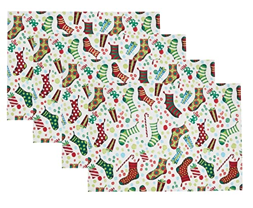 Fennco Styles Christmas Stockings Holiday Table Runner 16" W X 70" L - Multicolor Stocking Print Festive Table Cover for Christmas Décor, Dining Room, Banquet, Family Gathering and Special Events