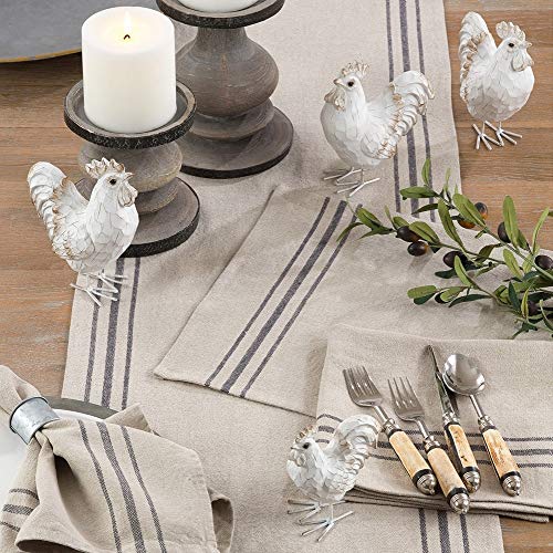 Fennco Styles Ferme Maison Collection Causal Black Striped 100% Pure Linen Table Linens - Natural Table Linens for BBQ Party, Banquets, Farmhouse Events and Home Décor