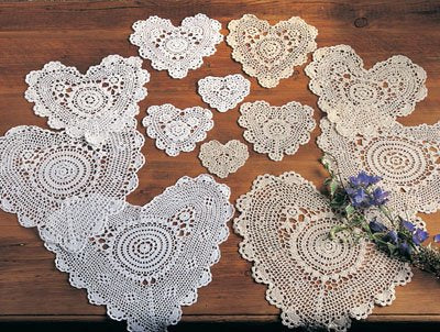 Fennco Styles Handmade Crochet Lace Heart Shape Centerpiece Doily - 5 Sizes - 2 Colors