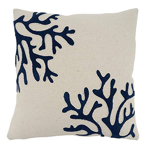 Fennco Styles Nautical Design Decorative Throw Pillow - Navy Blue Cotton Coastal Pillow for Home, Couch, Living Room, Bedroom, Beach House Décor