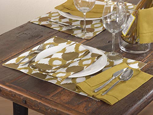 Fennco Styles Ikat Design 100% Cotton Cloth Napkins 20 x 20 Inch, Set of 4 - Chartreuse Dinner Napkins for Home Decor, Dining Table, Banquets and Special Occasion