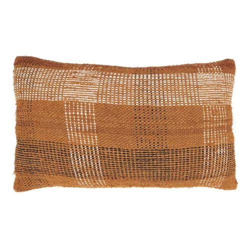 Fennco Styles Rust Plaid Throw Pillow Cover 20" W x 20" L - Rustic Charm Cotton Blend Woven Square Cushion Case for Home, Couch, Bedroom, Living Room and Office Décor