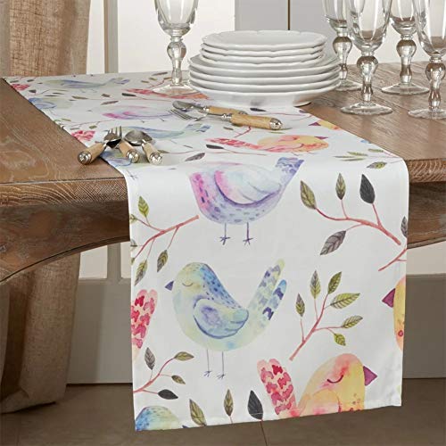 Fennco Styles Modern Flock of Birds Design Table Linen Collection – Table Cover for Home Décor, Dining Table, Banquets, Holidays and Special Occasions