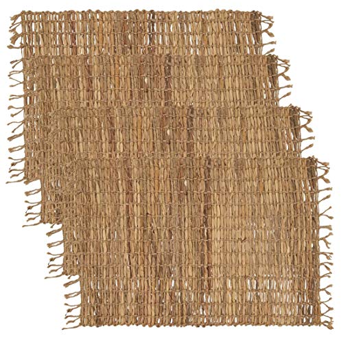 Fennco Styles Hand Woven Water Hyacinth Fringe Table Runner 14 x 72 Inch - Natural Chic Table Cover for Home, Dining Table Décor , Banquets and Special Events