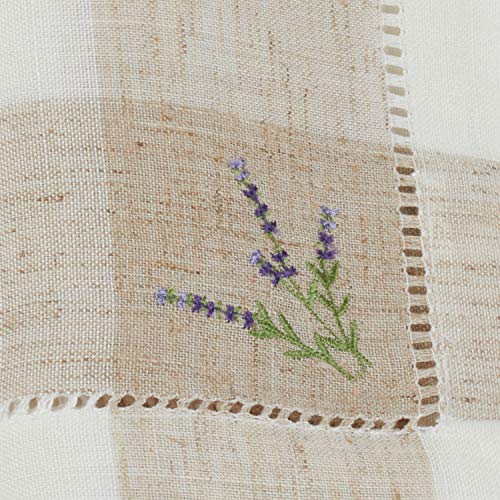 Fennco Styles Hommage Brodé Collection Cottage Orchid Embroidery Hemstitch Border Cloth Napkins 20 x 20 Inch, Set of 4 – Ivory Dinner Napkins for Wedding, Banquet, Tea Party and Home Décor