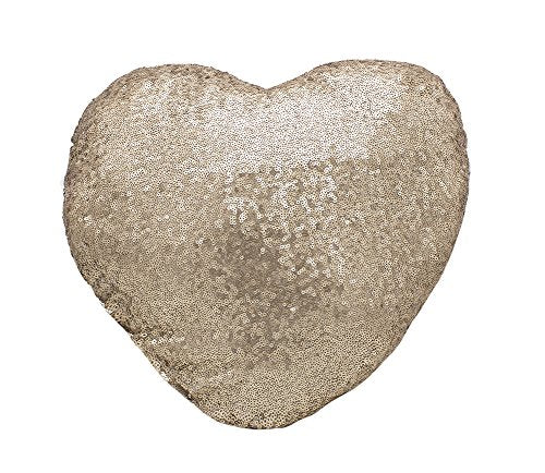 Fennco Styles Charming Sequin and Sherpa Decorative Throw Pillow Shimmering Heart Shaped Acccent Pillow for Holiday, Christmas, Couch, Living Room Decor and Valentine's Day, Monther's Day Gift