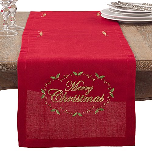 Fennco Styles Merry Christmas Embroidered Design Holiday Tablecloth