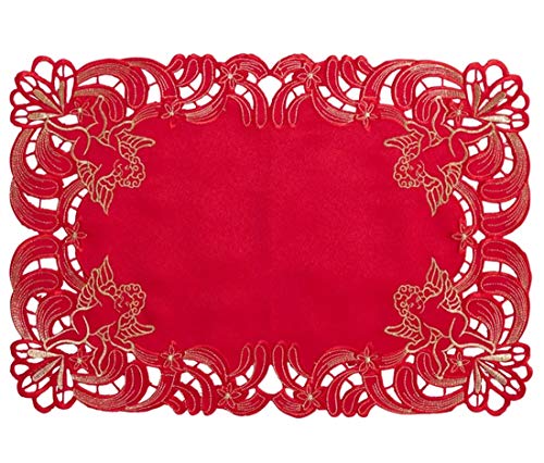 Fennco Styles Cupidon Collection Embroidered Cupid Design Tablecloth - Red Table Cover for Home Décor, Wedding, Banquets, Family Gathering and Special Occasion