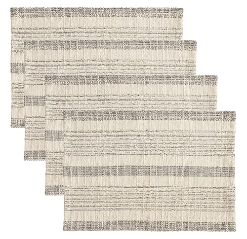 Fennco Styles Alexandra Collection Cottage Striped Cord Woven 100% Cotton 16 x 54 Inch Table Runner – Ivory Table Runner for Banquets, Family Gathering, Special Events and Home Décor