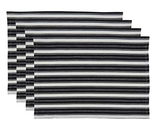 Fennco Styles Classic Striped Cotton Decorative Table Runner 16" W x 72" L - Black & White Table Cover for Banquets, Special Events, Everyday Use and Home Décor
