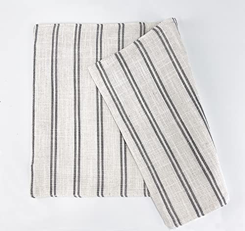 Fennco Styles Modern Striped Linen Blend Table Runner 16" W x 54" L - Beige Woven Table Cover for Home Décor, Dining Table, Banquets, Family Gathering and Special Events