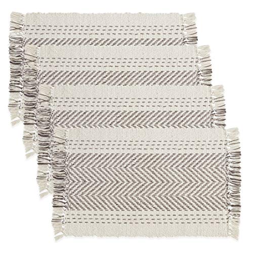 Fennco Styles Modern Kantha Stitch Design 100% Cotton Table Runner - Grey Table Cover for Everyday Use, Dining Room Décor, Family Gathering and Special Occasion