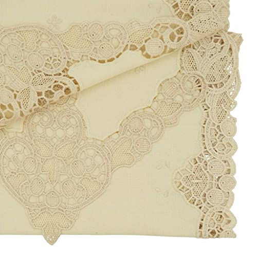 Fennco Styles Elegant Lace Design Tablecloth 67 x 102 Inch - White Vintage Table Cover for Everyday Use, Banquets, Weddings, Holidays and Special Occasions