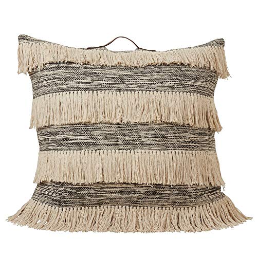 Fennco Styles Two Tone Tassel Design 30 Inch Square Cotton Decorative Floor Throw Pillow – Large Cushion for Couch, Sofa, Bedroom, Office and Living Room Décor