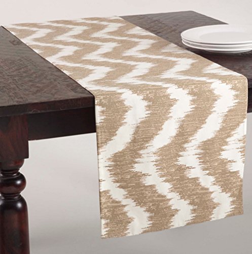 Fennco Styles Serpentine Wavy Design Cotton Table Runner (Natural)