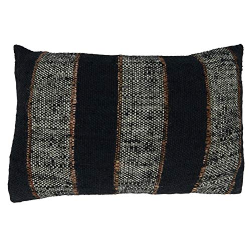 Fennco Styles Bold Striped Woven Cotton Decorative Lumber Throw Pillow Cover 16" W x 24" L - Black Cushion Case for Home, Couch, Bedroom, Living Room and Office Décor