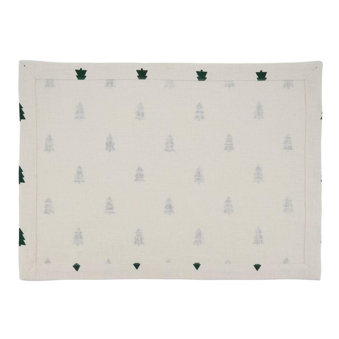 Fennco Styles Christmas Tree Cotton Table Runner 14" W x 72" L - Ivory Holiday Table Cover for Home Décor, Everyday Use, Banquet, Family Gathering and Special Occasion