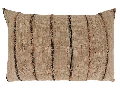 Fennco Styles Striped Woven Cotton Decorative Throw Pillow 20" W x 20" L - Natural Cushion for Home, Couch, Bedroom, Living Room and Office Décor