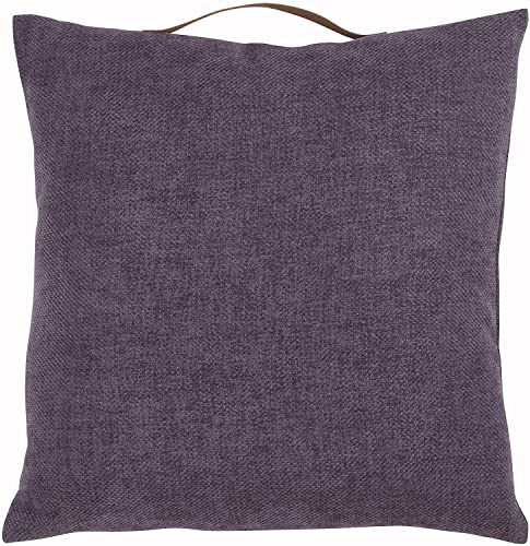 Fennco Styles Solid Chenille Decorative Filled Throw Pillow with Handle 18" W x 18" L – Accent Cushion for Couch, Bedroom, Living Room and Office Décor