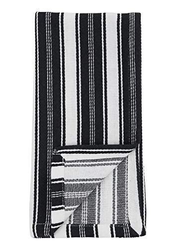 Fennco Styles Classic Striped Cotton Decorative Table Runner 16" W x 72" L - Black & White Table Cover for Banquets, Special Events, Everyday Use and Home Décor