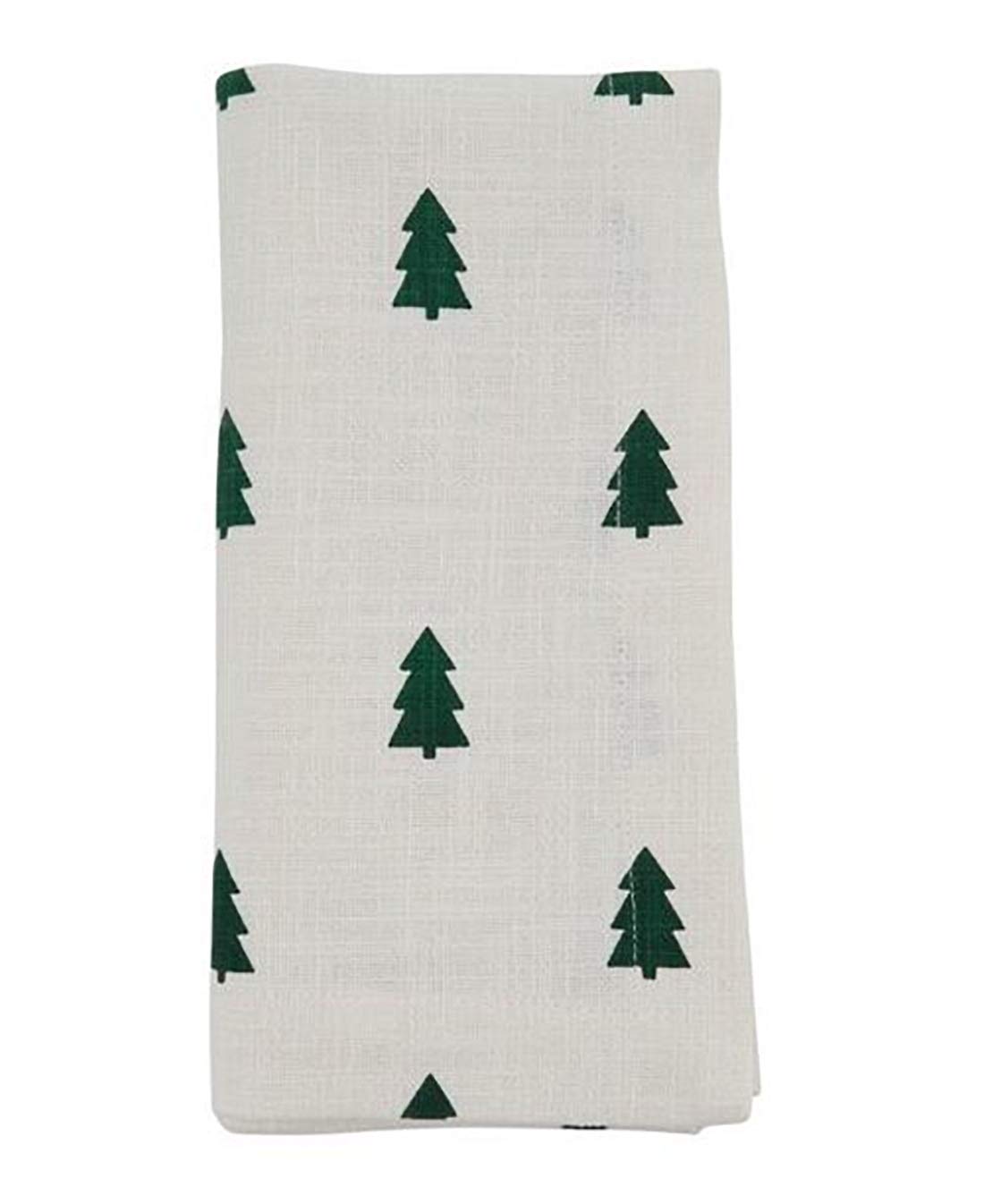 Fennco Styles Christmas Tree Cotton Table Runner 14" W x 72" L - Ivory Holiday Table Cover for Home Décor, Everyday Use, Banquet, Family Gathering and Special Occasion