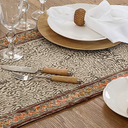 Fennco Styles Rustic Embroidered Block Print Cotton Table Runner 16" W x 72" L - Multicolored Table Cover for Everyday Use, Holiday Décor, Family Gathering and Special Occasions