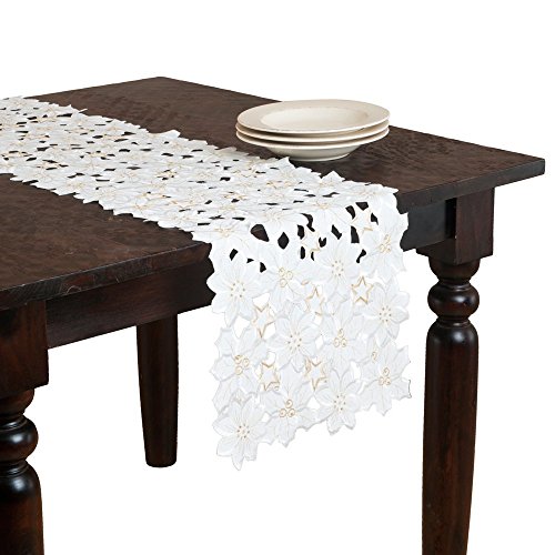 Fennco Styles Flor De Navidad Embroidered and Cutwork Tablecloth