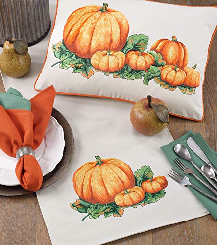 Fennco Styles Holiday Thanksgiving Pumpkin Patch Pillow, Table Runner