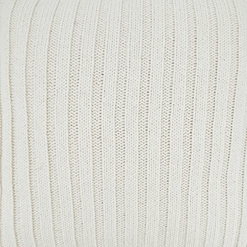 Fennco Styles Knitted Design Cotton Decorative Throw Pillow Cover & Insert 20" W x 20" L - Ivory Cushion for Home, Couch, Bedroom, Living Room and Office Décor