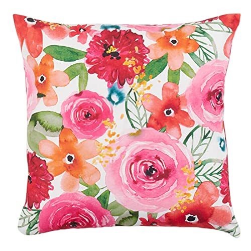 Fennco Styles Santa Monica Floral Decorative Throw Pillow 18" W x 18" L - Multi Flower Square Cushion for Home, Couch, Living Room, Bedroom, Office and Holiday Décor
