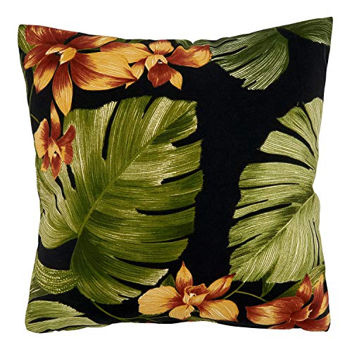 Fennco Styles Tropical Leaf Design Outdoor Decorative Throw Pillow with Poly Filled Insert 17 x 17 Inch - Natural Print Accent Pillow for Home, Patio, Garden and Lawn Décor