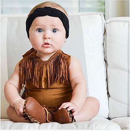 Infant Baby Girl Summer Halter Fringe Suede Brown Sunsuit Romper | Western Style, Adjustable Straps, 0-18 Months