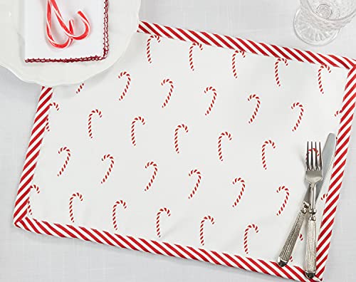 Fennco Styles Bonbon Collection Holiday Candy Cane Design Table Runner – Red Table Cover for Christmas Dinner, Family Gathering, Special Events and Home Décor