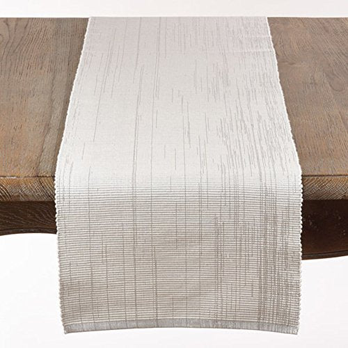 Fennco Styles Astrid Shimmering Design Ribbed Table Runner 13" W X 54" L - White 100% Cotton Table Cover for Dining Table, Weddings, Family Gatherings and Special Events